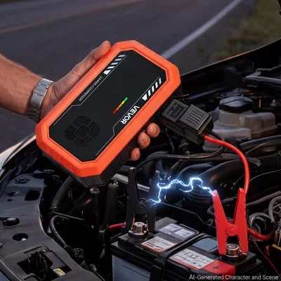 Vevor Jump Starter With Air Compressor 3000a Peak Car Battery Jump Box, Portable For 9.0l Gas / 6.5l Diese In Black