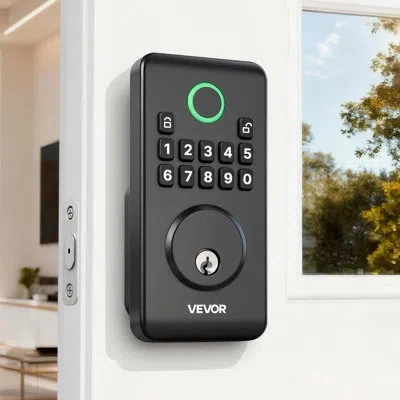 Vevor Keyless Entry Door Lock, Electronic Deadbolt With Customizable User Codes, Pioneering Easy-grip Desi In Matte Black