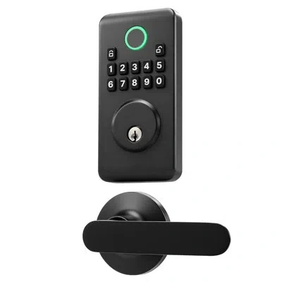 Vevor Keyless Entry Door Lock With Handle Set, Electronic Keypad Deadbolt With Lever Handles, Pioneering E In Black
