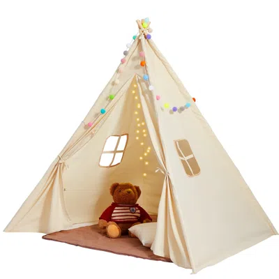 Vevor Kids Play Tent, Teepee Tent For Kids 1-5 Years Old, Tent For Kids With Windows For Indoor And Outdoo In Neutral