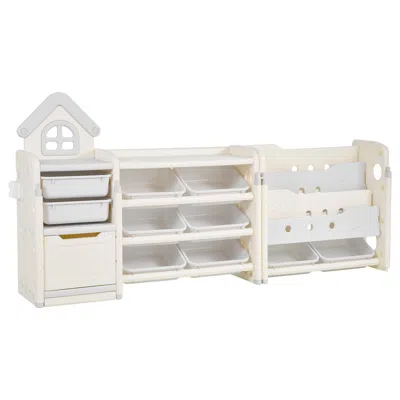 Vevor Kids Toy Storage With Bookshelf, 4-tier Toy Storage Organizer With 10 Movable Plastic Bins, Kids Cub In Neutral