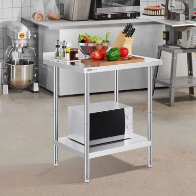 Vevor Kitchen Cart With Stainless Steel Top In Silver