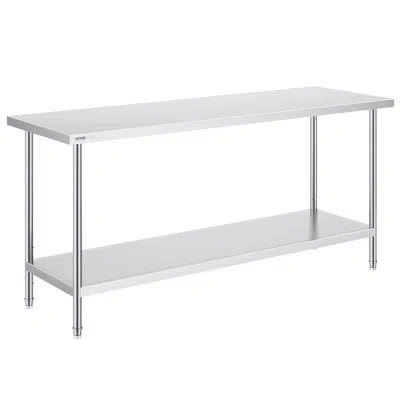 Vevor Kitchen Cart With Stainless Steel Top In Silver