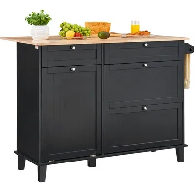 Vevor Kitchen Island With Manufactured Wood Top In Black