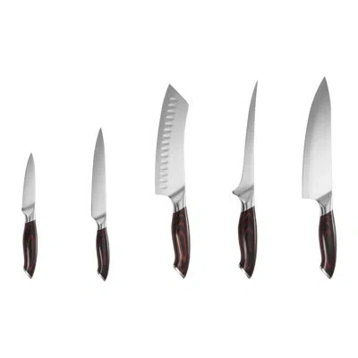 Vevor Kitchen Knife Set, 5 Piece High Carbon Stainless Steel Sharp Knife Set, Durable And Rust-resistant,  In Brown