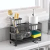 Vevor Kitchen Sink Caddy Organizer Sponge Holder For Kitchen Essentials Storage - Black In Black