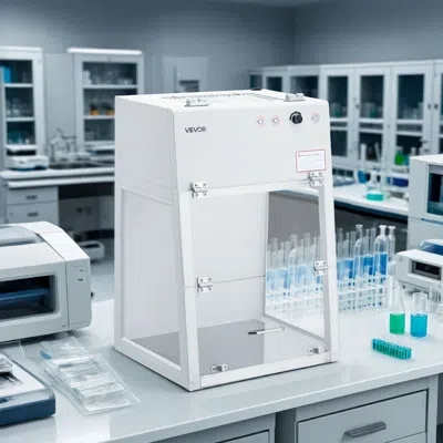 Vevor Laminar Flow Hood, 20.08 X 20.47 X 23.62 Inch Working Area Portable Clean Room, Meets Iso Class 5 Cl In White