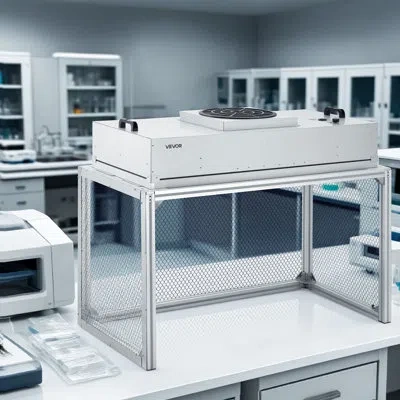 Vevor Laminar Flow Hood, Fuu Fan Filter Unit, Meets Class 100/iso 5 Clean Room Standards, With Hepa-14 Fil In White