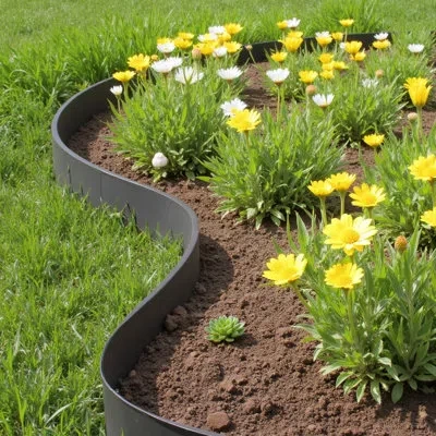 Vevor Landscape Edging L-shaped Durable Plastic Garden Border No Dig In Black