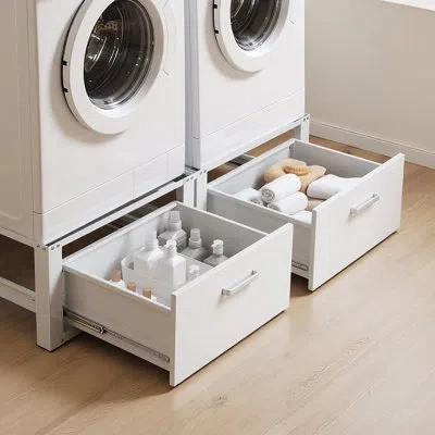 Vevor Laundry Pedestal, 14 In Height, Washer And Dryer Pedestals With Drawer, 700 Lbs Weight Load Capacity In White