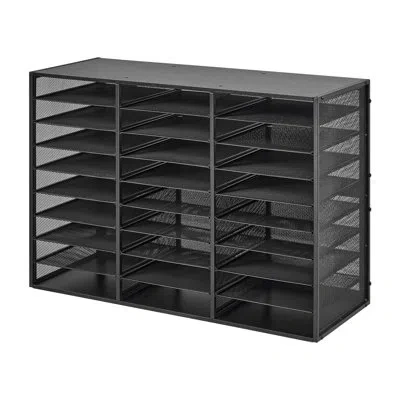 Vevor Literature Organizer, 27 Compartments Metal Office Mailbox With Detachable Wire Mesh, Mailbox Sorter In Black