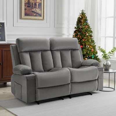 Vevor Loveseat Recliner Sofa, Power Reclining Couch With Heating And Massage, Soft Velvet Electric Recline In Grey