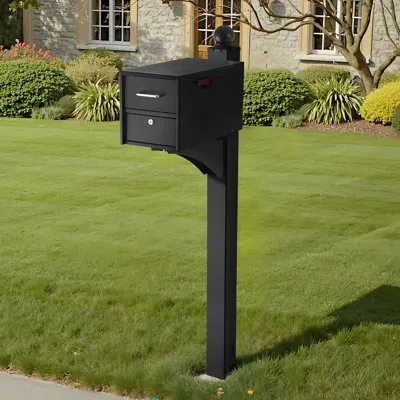 Vevor Mailbox Post In-ground Aluminum Mailbox Post Kit With Plate 56x4x4in In Oil Rubbed Bronze