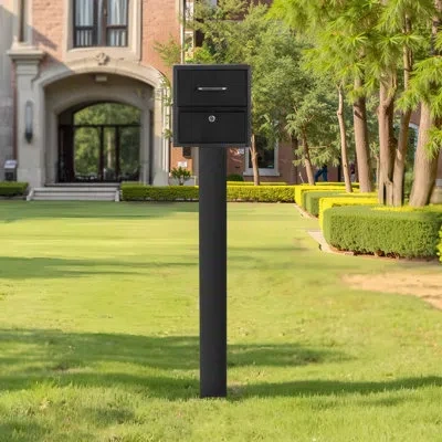 Vevor Mailbox Post In-ground Steel Mailbox Post Kit 43x4x4 In Rustproof Black In Matte Black