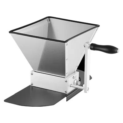 Vevor Manual Grain Mill, Homebrew Malt Grinder, Adjustable Barley Mill Crusher For Wheat Beer Brewing - Wi In Silver