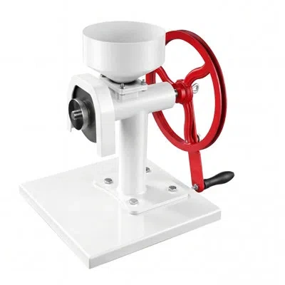 Vevor Manual Grain Mill With Flywheel, Hand-crank Corn Grinder, Heavy-duty Carbon Steel Wheat Grinding Mil In White;red