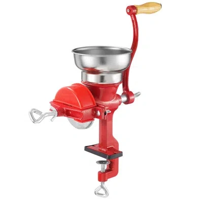 Vevor Manual Grain Mill With Low Hopper, Hand-crank Corn Grinder, Heavy Duty Cast Iron Wheat Grinding Mill In Red