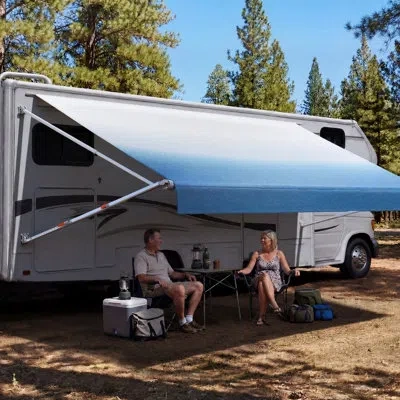 Vevor Manual Rv Awning Complete Kit, 15.12ft Retractable Rv Awning With Aluminum Alloy Frame & Waterproof  In Blue