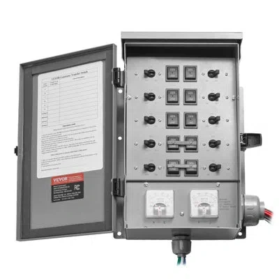 Vevor Manual Transfer Switch 30a Generator Transfer Switch Kit Nema 3r 7500w 120/240v In Gray