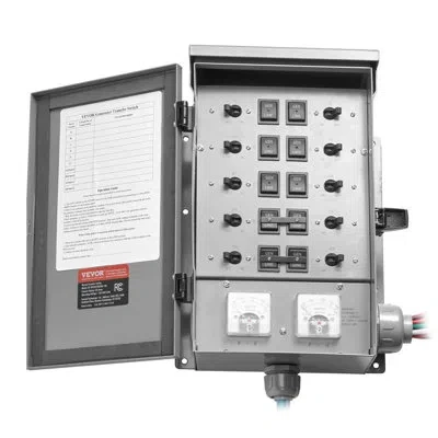 Vevor Manual Transfer Switch 50a Generator Transfer Switch Kit Nema 3r 12500w 120/240v In Gray