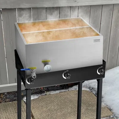 Vevor Maple Syrup Evaporator Pan 304 Stainless Steel With Valve And Thermometer