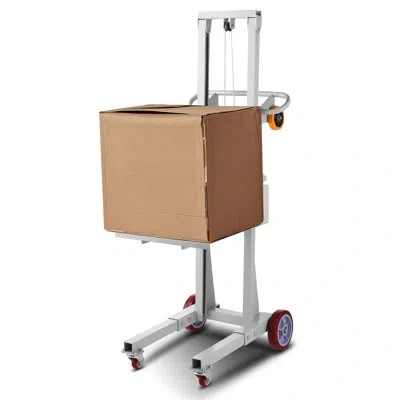 Vevor Material Lift Winch Stacker, 400 Lbs Capacity Pallet Truck Dolly, 51.1 In Max Lifting Height Manual  In White