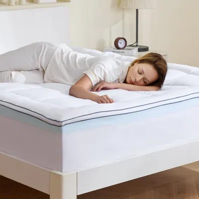 Vevor Mattress Topper Premium Memory Foam Fiber Fill 4 In Thickness In White