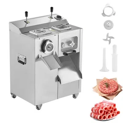 Vevor Meat Grinder, 14 Lbs/min Electric Meat Grinder, Slicer, Sausage Stuffer With Blade, Grinding Plate,  In White