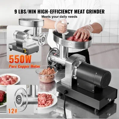 Vevor Meat Grinder, 9 Lbs/min Capacity Electric Meat Grinders With Blade, Grinding Plate, Sausage Maker, S In Black