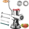 Vevor Meat Grinder Manual 304 Stainless Steel Hand Operated Meat Grinder Multifunctional Crank Sausage Mak In Silver