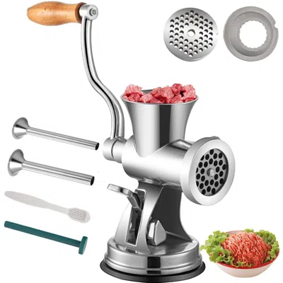 Vevor Meat Grinder Manual 304 Stainless Steel Hand Operated Meat Grinder Multifunctional Crank Sausage Mak In Silver