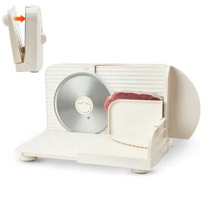 Vevor Meat Slicer, 6.7" Foldable Electric Cutter With Dual Security Lock, 0-0.59" Adjustable Thickness, 18 In White