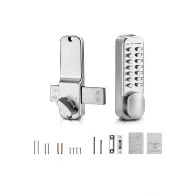 Vevor Mechanical Keyless Entry Door Lock, 14 Key Mechanical Door Lock, Mechanical Keypad Door Lock With Ad In Silver