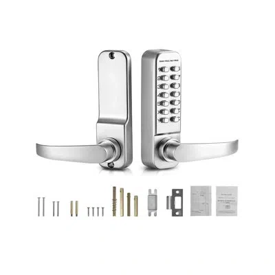 Vevor Mechanical Keyless Entry Door Lock, 14 Key Mechanical Door Lock, Mechanical Keypad Door Lock With Ha In Silver