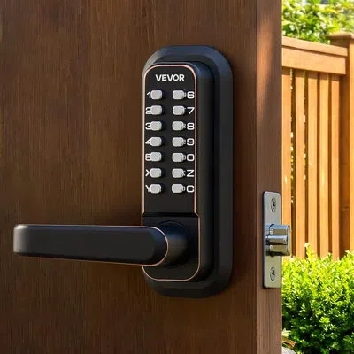 Vevor Mechanical Keyless Entry Door Lock, 2.0 Code Upgrade, 4-7 Digits Code, Single-sided Push Button Comb In Matte Black