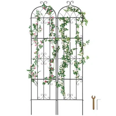 Vevor Metal Garden Trellis For Climbing Plant Support 87x20 In Rustproof In Black
