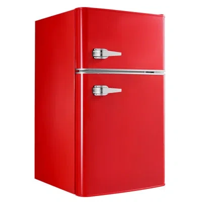 Vevor Mini Fridge With Freezer 3.2 Cu.ft Two Door Compact Refrigerator Dorm Red