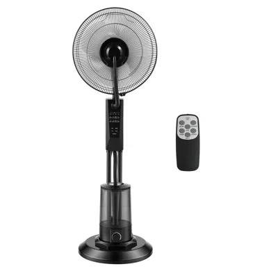 Vevor Misting Fan, 3 Wind Speeds Misting Standing Fan, Mister Cooling Fans With 0.79 Gal Water Tank, Remot In Black
