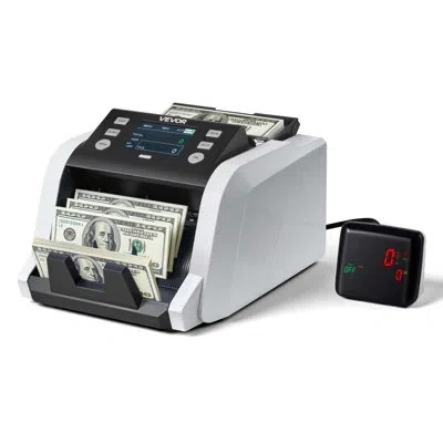 Vevor Money Counter Machine, 1200 Notes/minute, Cash Counter With Value Count, Uv/mg/ir/dd/dbl/hlf/chn Cou In Black;white