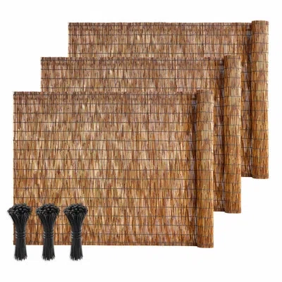 Vevor Natural Reed Fencing, 4 Ft X 16.4 Ft, Decorative Natural Reed Fencing Roll, Decorative Fence For Bac In Brown