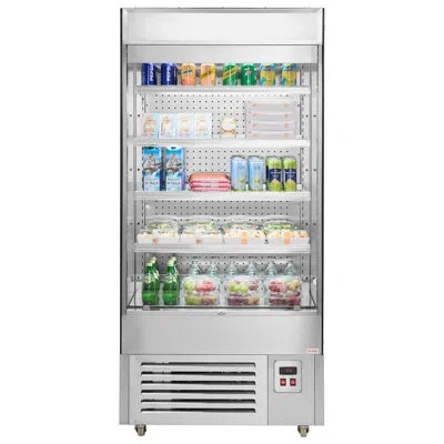 Vevor Open Air Merchandiser, 4-tier Shelving Commercial Refrigerator, Grab And Go Display Cooler Refrigera In Black;white