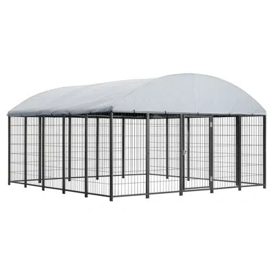 Vevor Outdoor Dog Kennel, 9.8 X 9.8 X 5.4 Ft Large Dog Kennel With Secure Lock, Outside Dogs Enclosures Wi In White