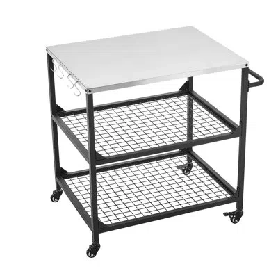 Vevor Outdoor Grill Cart, 31.5 X 24.0 Inch Stainless Steel Tabletop Size Grilling Table, Outdoor Cooking T In Matte Black