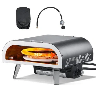 Vevor Outdoor Pizza Oven, 12 In Propane Gas Pizza Maker, Portable Pizza-cooker With  Electric Rotation, Th In Black