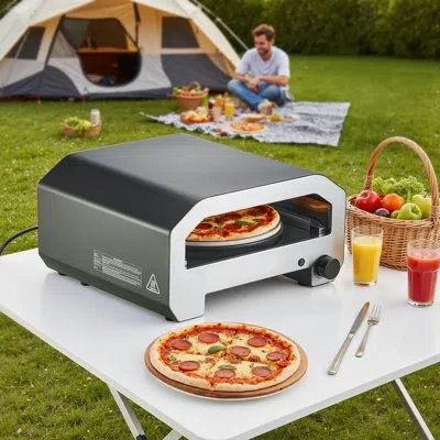 Vevor Outdoor Pizza Oven, 16 In Propane Gas Pizza Maker, Portable Pizza-cooker With  Electric Rotation, Th In Black