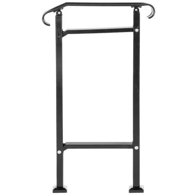 Vevor Outdoor Stair Railing, Compatible With 1 Or 2 Steps Wrought Iron Handrail, Adjustable Front Porch Ha In Black