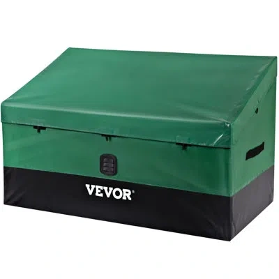 Vevor Outdoor Storage Box, 100 Gallon Waterproof Pe Tarpaulin Deck Box W/galvanized Frame In Green,black