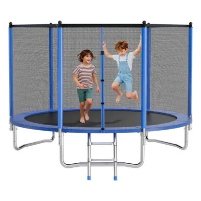 Vevor Outdoor Trampoline, 10ft Round Recreational Trampoline With Enclosure Net, Astm Approved, Heavy Duty