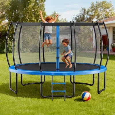 Vevor Outdoor Trampoline, 16ft Recreational Trampoline, Astm Approved Trampolines With Enclosure Net & Thi