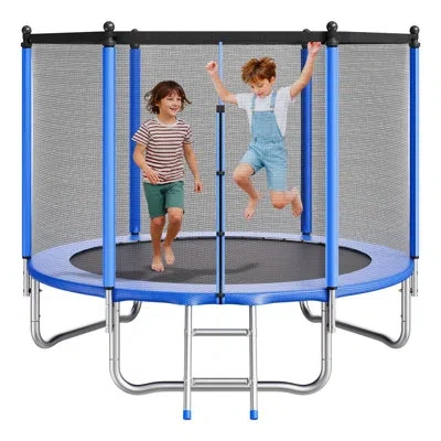 Vevor Outdoor Trampoline, 8ft Round Recreational Trampoline With Enclosure Net, Astm Approved, Heavy Duty 